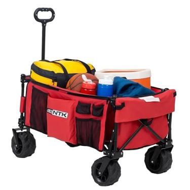 Imagem de Carrinho Dobrável de Carga Multiuso até 80Kg Articulado para Camping Compras Transporte Pesca Praia (Rosa)