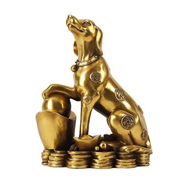 Imagem de jinyi2016SHOP Decoração de artesanato para decoração de casa Estátua de paletes de cachorro Estátua criativa para sala de estar grande Estátua de cachorro de pouso escultura moderna para sala de estar (cor: branco, tamanho: 70 cm)