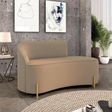 Imagem de Sofá 2 Lugares Orgânico 140cm Pé Dourado Morgan Suede Marrom R - D Ros