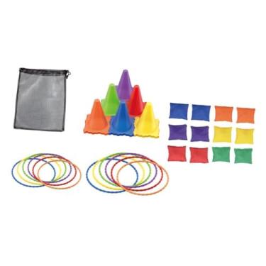 Imagem de YIJU Conjunto de jogo de arremesso Cones Arremesso de argolas Jogo de arremesso Cones de trânsito Jogo de quintal Conjunto de jogo de carnaval para jardim