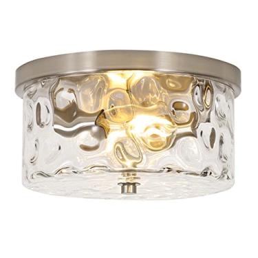 Imagem de Luz de teto de montagem embutida de 2 luzes de fazenda cozinha ilha luz de teto com vidro bolha perto do teto luminária para sala de estar quarto hall de entrada corredor