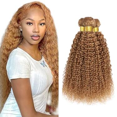 Imagem de 26 28 71 cm cabelo humano loiro mel cor 27 mechas cabelo virgem brasileiro não processado 3 mechas mel loiro crespo encaracolado cabelo humano