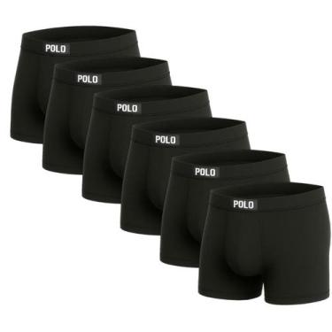 Imagem de Kit 6 Cuecas Boxer Polo Star Viscose Masculina Toque Gelado, Preto, G