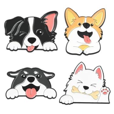 Imagem de UR URLIFEHALL Conjunto de 8 alfinetes de cachorro esmaltados broche de animal de estimação pinos de lapela para roupas de terno mochila jaqueta chapéu cachecol artesanato decoração