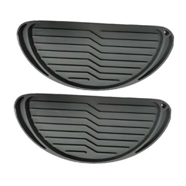 Imagem de SiaBiced 2 peças de bandeja coletora de silicone para geladeira, acessórios semicirculares para geladeira, bandeja preta reutilizável e lavável para de