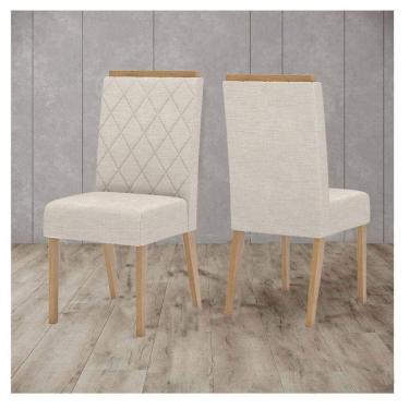 Imagem de Cadeira Para Mesa De Jantar Ambiente Nina Kit 2 Peças Nature Linho - Henn