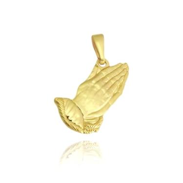 Imagem de Pingente Mão Oração De Moeda Antiga Com Banho De Ouro 24K Não Enferruja