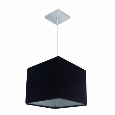 Imagem de Lustre Pendente Quadrado Vivare Md-4058 Cúpula Em Tecido 21/25x25cm - Bivolt Preto 127/220v