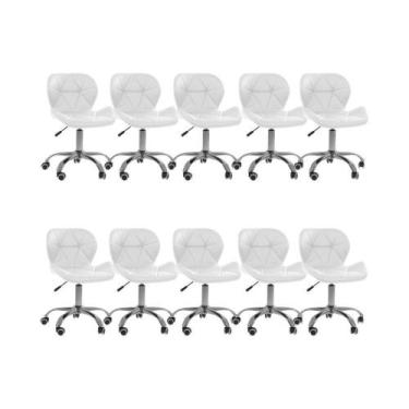 Imagem de Kit 10 Cadeiras Office Eiffel Slim Com Base Giratória E Ajustável Bran