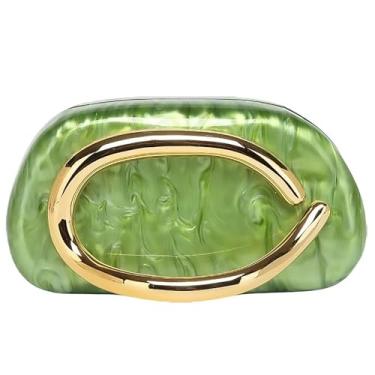 Imagem de louceko Bolsa de ombro feminina moderna de corrente transversal bolsa de mão acrílica para casamento à noite bolsa clutch formal, B verde mármore
