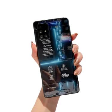 Imagem de XAVIBEETAG Capa de metal de vidro temperado para Samsung Galaxy A71 versões 5G de 6,7 polegadas para meninos, homens e meninas, design traseiro de bateria PCB para celular de rua compatível com a71 de