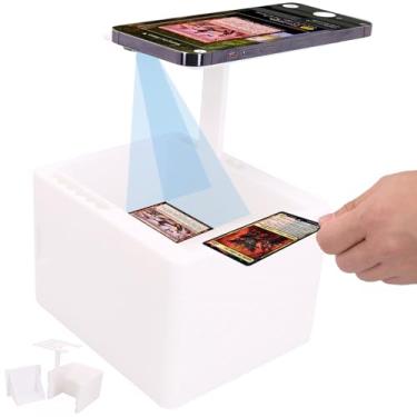Imagem de Suporte de scanner de cartão TCG – Suporte de telefone impresso em 3D para cartões colecionáveis de tamanho padrão, compatível com aplicativos TCG populares, ideal para digitalização rápida