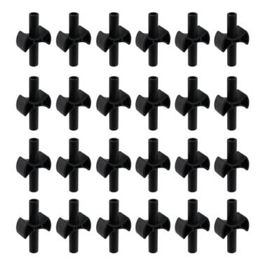 Imagem de MY MIRONEY Acessórios de reposição para espaçador de mastro de trampolim ABS, 24 peças, almofada de suporte de trampolim em forma de cruz para instalações de fitness/Park Black