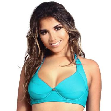 Imagem de Top de Biquíni Plus Size sem Bojo Meia Taça - Estigma, XG, Azul piscin