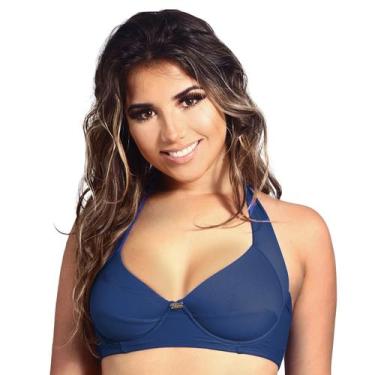 Imagem de Top de Biquíni Plus Size sem Bojo Meia Taça - Estigma, XG, Azul marinh