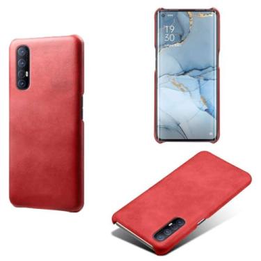 Imagem de Capa para OPPO Find X2 NEO,Proteção contra quedas,Casca de volta de cor sólida simples,Design de couro de imitação de plástico-Red