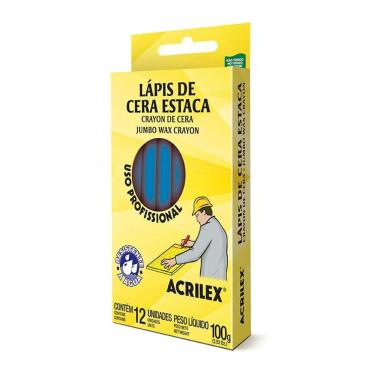 Imagem de Giz de cera estaca azul 12 unidades Acrilex