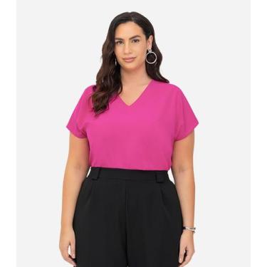 Imagem de Blusa Manga Morcego Plus Size Secret Glam Rosa, Plus G2, Rosa