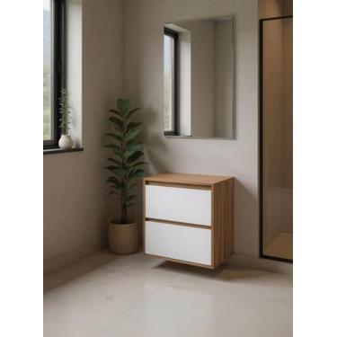 Imagem de Gabinete para Banheiro com Espelho 60cm Mdf Freijo Dubai - On Móveis