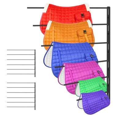 Imagem de Zwinz 2 peças de suporte de almofada de sela, suporte de cobertor de cavalo montado na parede de 180 graus com 6 braços extralongos bem espaçados, suporte de cobertor de cavalo para vários acessórios