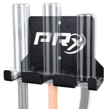 Imagem de PRx Performance Three Barbell Storage Wall Mounted Hanging 3 Bar Holder USA Made American Black Powder Coated Space Saving Commercial or Home Gym Workout Fitness Equipment Garage Accessory Rack