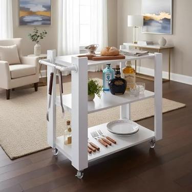 Imagem de Carrinho Bar Adega Mesa Auxiliar de Apoio Churrasqueira Cozinha Sala Multiuso Branco