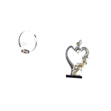 Imagem de Fenteer Organizador Romântico de Metal para Vinhos com Estatueta de Casal Se Beijando para Quarto, Casamento, Estante, Armário, Decoração de Casa E Exibição D