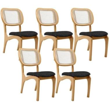 Imagem de Kit 5 Cadeiras Para Sala De Jantar Estofada E Tela Mariah L02 Linho Ch