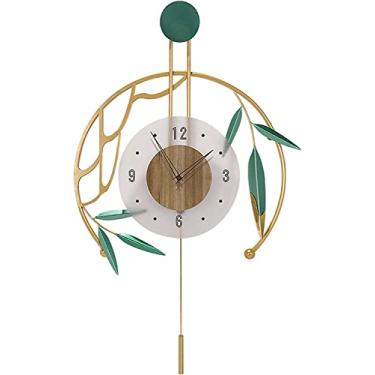Imagem de Relógio de parede, arte moderna, relógio de parede de metal com pêndulo, decoração grande criativa relógio de parede silencioso relógio de parede sem tique-taque para sala de estar cozinha escritório