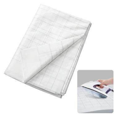 Imagem de Breling Interface fusível com layout não tecido quadriculado ferro em poliéster/raiom interface leve para suprimentos de artesanato DIY (branco, 122 cm x 4 jardas, peso médio)