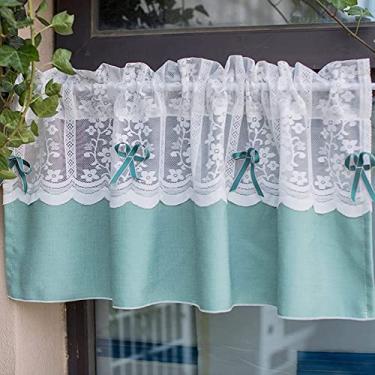 Imagem de Cortina de cozinha curta cortinas de nível de estilo rural cortina de linho de algodão de junção, cortina de bistrô de renda moderna, cortina de café para quarto cortinas semi