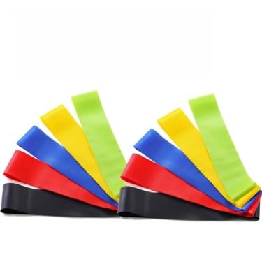Imagem de kit 5 faixa elástica para exercício de Resistência para yoga Pilates Treino Academia(KIT 1)