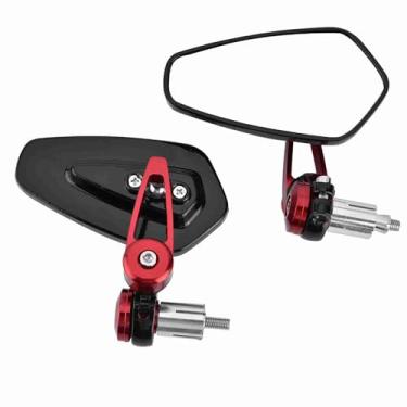 Imagem de Cryfokt Espelhos Retrovisores Extremidade do Guiador, Espelhos Retrovisores Laterais Giratórios Ajustáveis ​​de 360 ​​graus, Duráveis, Condução Em Liga de Alumínio para (Vermelho)