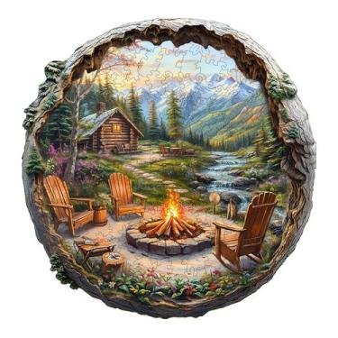 Imagem de Puzzle Aeekdook 300 piezas 3D Fogata en Madera 34x33cm