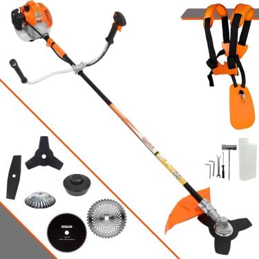 Imagem de Roçadeira Multifunções Vulcan VR520H À Gasolina 2T 52cc 2,5HP 10.000rpm Com Carretel + Kit 4 Lâminas de Cortes + Escova de Aço Para Pavers e Calçadas