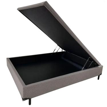 Imagem de Base Box Baú Carioca Casal Tecido Suede 30x138x188 Bio Flex Cor Cinza