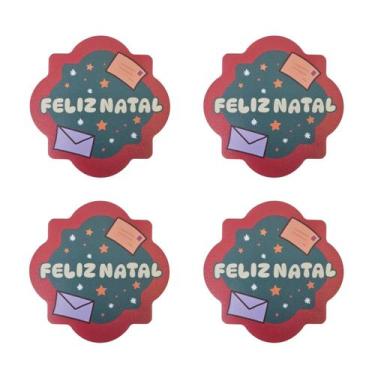 Imagem de Kit 4 Porta Copos Natalino Estampado Descanso De Copos Natal - Mkt Mul