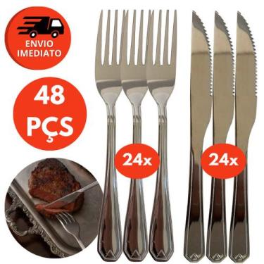 Imagem de Kit Talher Jogo Garfo E Faca Refeição Qualidade Durabilidade Aço Inox 