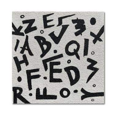 Imagem de Limiyer Arte 61 x 61 cm pintada à mão com textura de letra preta e branca pintura a óleo em estilo abstrato moderno. Adequado para decoração de parede em home office