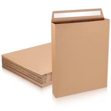 Imagem de 25 envelopes expansíveis 23,9 cm x 33,5 cm envelopes Kraft grandes envelopes de catálogo de envelopes para correspondência, descasque e sele para armazenamento e organização de negócios em casa e