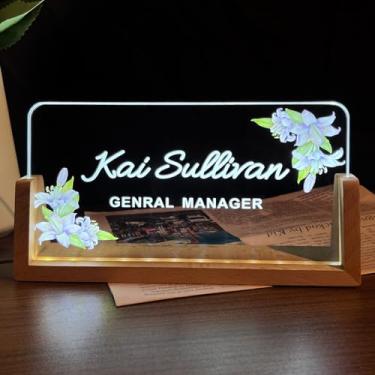 Imagem de Placa de nome de mesa personalizada, placa de nome acrílica personalizada para mesa, presentes de agradecimento para colegas de trabalho, chefe, professor, decoração de escritório para mulheres e