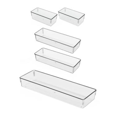 Imagem de Kit Organizador De AcríLico Multiuso EmpilháVel - Para Gavetas, Geladeira, Talheres E Maquiagem(Kit 5)