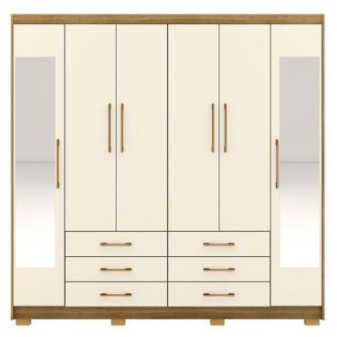 Imagem de Guarda-Roupa Casal 6 Portas 6 Gavetas 100% MDF Espelho Cadence Nature/