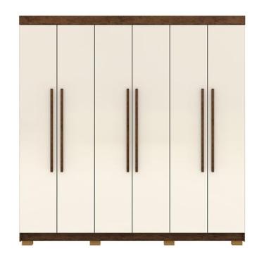 Imagem de Guarda-Roupa Alto 6 Portas 2 Gavetas Norway Imbuia/Champanhe - Vila Ri