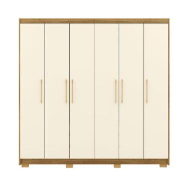 Imagem de Guarda-Roupa 6 Portas 6 Gavetas 100% MDF Recife Nature/Champagne - Vil