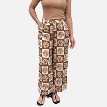 Imagem de Calça Pantalona Feminina Com Linho Yara Conchas Colcci-Feminino