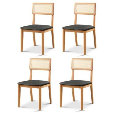 Imagem de Kit 4 Cadeiras de Jantar com Encosto de Telinha Ava - Zurc Decor