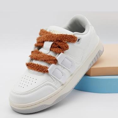 Imagem de Cadarços Fuzzy Flat Shoe Lace Soft Plush Thick Shoelace Replacement Fffy Elastic Shoestring Tênis feminino masculino C021-140-#3918