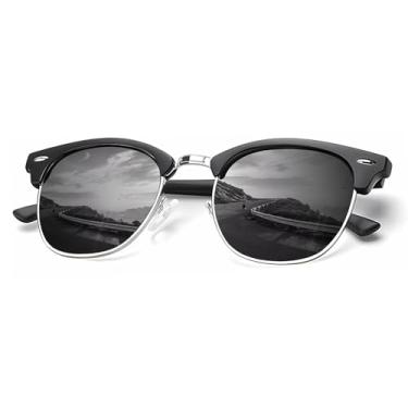 Imagem de Óculos de sol polarizados para homens, óculos de sol masculinos clássicos com armação de metal polarizado para dirigir e pescar, Prateado, cinza