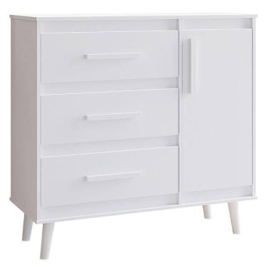 Imagem de Cômoda Sapateira Mila 1 Porta 3 Gavetas Branco Moblis
